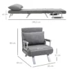Relaxstoel ligstoel stoel, ligfunctie, logeerbed, 65 cm x 69 cm x 80 cm, grijs 4