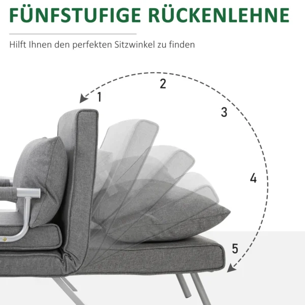 Relaxstoel ligstoel stoel, ligfunctie, logeerbed, 65 cm x 69 cm x 80 cm, grijs 5