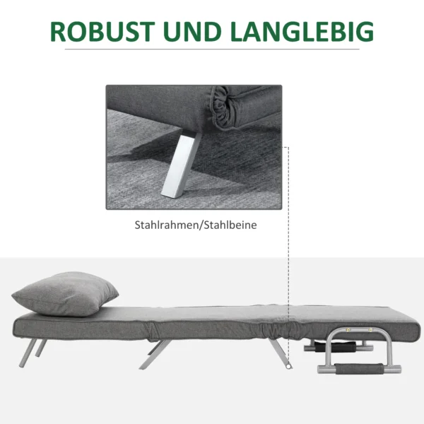 Relaxstoel ligstoel stoel, ligfunctie, logeerbed, 65 cm x 69 cm x 80 cm, grijs 8