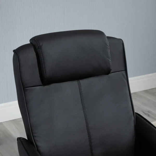 Relaxstoel met voetenbank, kunstleder bekleding, kantelbaar, ergonomisch ontwerp, zwart 10