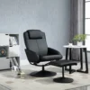 Relaxstoel met voetenbank, kunstleder bekleding, kantelbaar, ergonomisch ontwerp, zwart 2