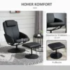Relaxstoel met voetenbank, kunstleder bekleding, kantelbaar, ergonomisch ontwerp, zwart 6