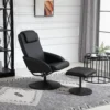Relaxstoel met voetenbank, kunstleder bekleding, kantelbaar, ergonomisch ontwerp, zwart 8