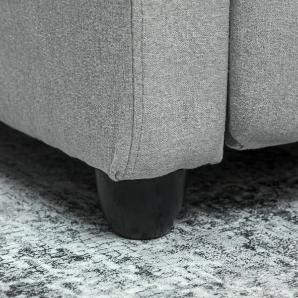 Relaxstoel, verstelbaar 135°, uitschuifbare voetensteun, gevoerde leuningen, linnen polyester, lichtgrijs 10