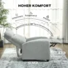 Relaxstoel, verstelbaar 135°, uitschuifbare voetensteun, gevoerde leuningen, linnen polyester, lichtgrijs 5