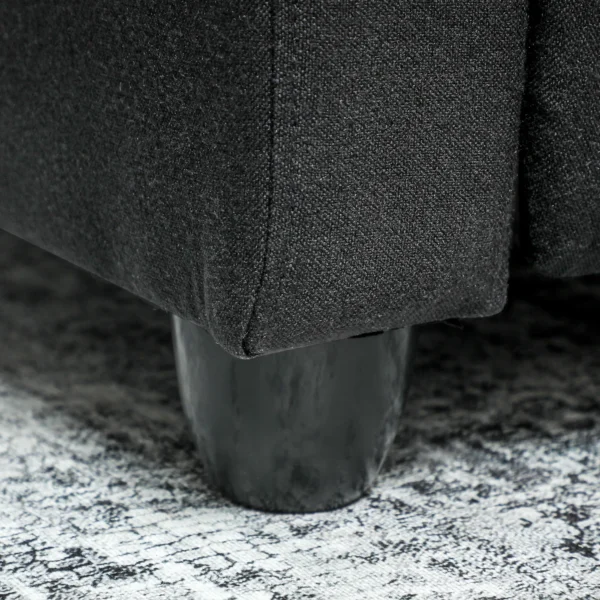 Relaxstoel, verstelbaar 135°, uitschuifbare voetensteun, gevoerde rugleuningen, linnen polyester, zwart 10