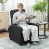 Relaxstoel, verstelbaar 135°, uitschuifbare voetensteun, gevoerde rugleuningen, linnen polyester, zwart 2