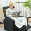Relaxstoel, verstelbaar 135°, uitschuifbare voetensteun, gevoerde rugleuningen, linnen polyester, zwart 6