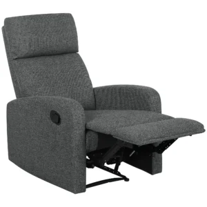 Relaxstoel, verstelbare ligstoel met aanpasbare beensteun, moderne woonkamerstoel met stoffen bekleding, grijs 1