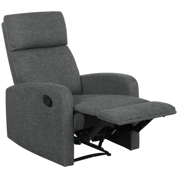 Relaxstoel, verstelbare ligstoel met aanpasbare beensteun, moderne woonkamerstoel met stoffen bekleding, grijs 1