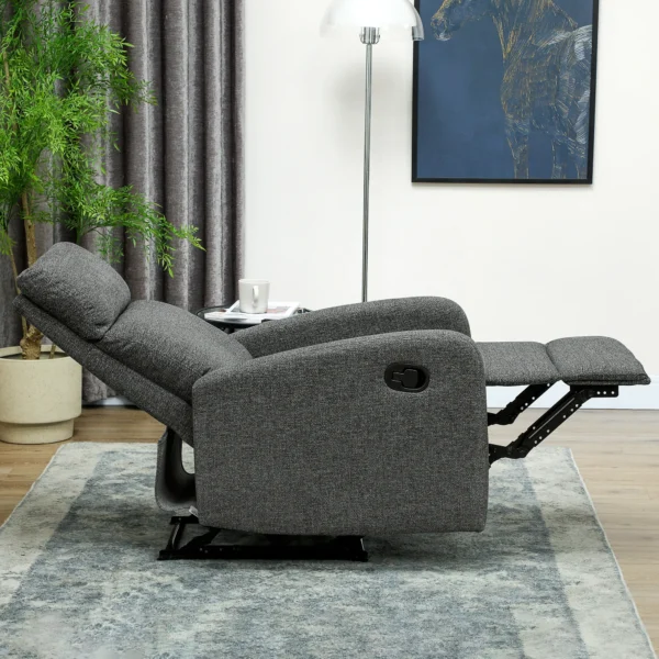 Relaxstoel, verstelbare ligstoel met aanpasbare beensteun, moderne woonkamerstoel met stoffen bekleding, grijs 10
