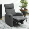 Relaxstoel, verstelbare ligstoel met aanpasbare beensteun, moderne woonkamerstoel met stoffen bekleding, grijs 2
