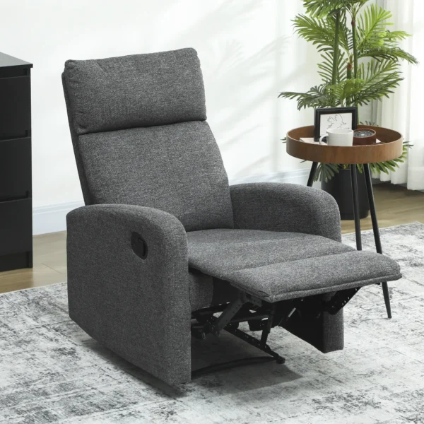 Relaxstoel, verstelbare ligstoel met aanpasbare beensteun, moderne woonkamerstoel met stoffen bekleding, grijs 2