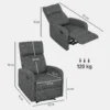 Relaxstoel, verstelbare ligstoel met aanpasbare beensteun, moderne woonkamerstoel met stoffen bekleding, grijs 4