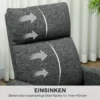 Relaxstoel, verstelbare ligstoel met aanpasbare beensteun, moderne woonkamerstoel met stoffen bekleding, grijs 9