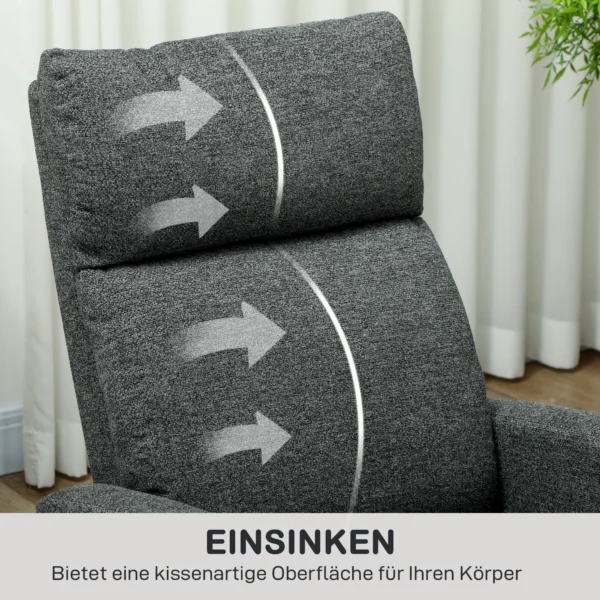 Relaxstoel, verstelbare ligstoel met aanpasbare beensteun, moderne woonkamerstoel met stoffen bekleding, grijs 9