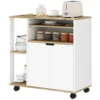Rolwagen voor de keuken met opbergruimte, kast, verstelbare planken, voor keuken, woonkamer, eetkamer, wit 1