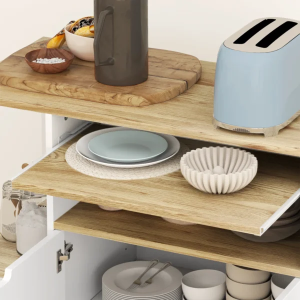 Rolwagen voor de keuken met opbergruimte, kast, verstelbare planken, voor keuken, woonkamer, eetkamer, wit 10