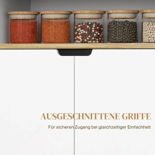 Rolwagen voor de keuken met opbergruimte, kast, verstelbare planken, voor keuken, woonkamer, eetkamer, wit 8