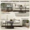 Salontafels in set van 2, marmerlook, spaanplaat, metaal, ronde koffietafels voor woonkamer, stapelbaar, wit 5