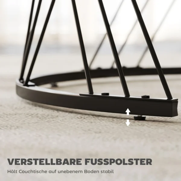 Salontafels in set van 2, marmerlook, spaanplaat, metaal, ronde koffietafels voor woonkamer, stapelbaar, wit 7