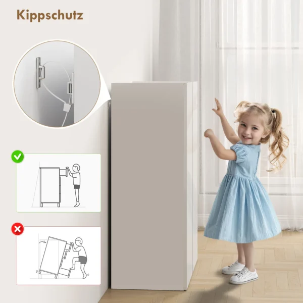 Schoenenkast met soft close functie, 6 traps ontwerp zonder handgrepen, geschikt voor maximaal 18 paar, voor hal, entree, hout, wit 9