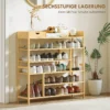 Schoenenrek, schoenenstandaard met 6 niveaus, lade van bamboe, voor max. 18 paar schoenen, schoenenplank voor entree, slaapkamer, 101 x 30 x 100 cm, natuur 5