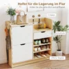 Schoenenrek voor gang, schoenenkast met kantellades, open rekken, 4 haken, voor maximaal 14 paar schoenen, wit 7