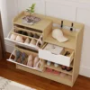 Schoenenrek voor gang, schoenenkast met kantellades, open rekken, 4 haken, voor maximaal 14 paar schoenen, wit 9