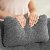 Schommelstoel met voetenbankje, zachte fleece hoes, houten poten, kussen, hoge rugleuning, schommelstoel, donkergrijs 10