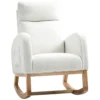 Schommelstoel, relaxfauteuil, dikke bekleding, knusse hoes, houten frame, tot 120 kg draagvermogen, crèmewit 1