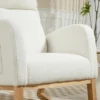Schommelstoel, relaxfauteuil, dikke bekleding, knusse hoes, houten frame, tot 120 kg draagvermogen, crèmewit 10