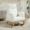 Schommelstoel, relaxfauteuil, dikke bekleding, knusse hoes, houten frame, tot 120 kg draagvermogen, crèmewit 2