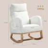 Schommelstoel, relaxfauteuil, dikke bekleding, knusse hoes, houten frame, tot 120 kg draagvermogen, crèmewit 4