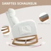 Schommelstoel, relaxfauteuil, dikke bekleding, knusse hoes, houten frame, tot 120 kg draagvermogen, crèmewit 5