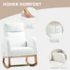 Schommelstoel, relaxfauteuil, dikke bekleding, knusse hoes, houten frame, tot 120 kg draagvermogen, crèmewit 7