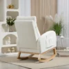 Schommelstoel, relaxfauteuil, dikke bekleding, knusse hoes, houten frame, tot 120 kg draagvermogen, crèmewit 9