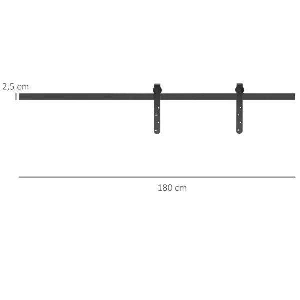 Schuifdeur montageset 180 cm compleet set met rails, rollen, anti sprong voorzieningen koolstofstaal 4