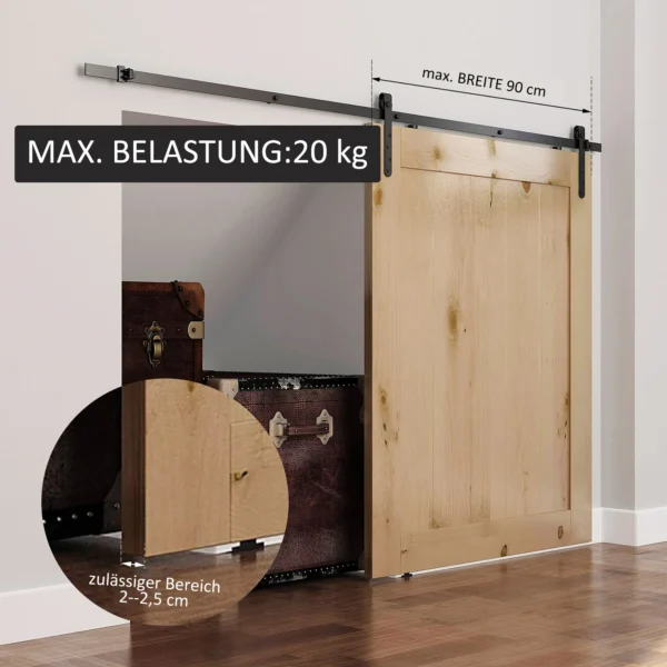 Schuifdeur montageset 180 cm compleet set met rails, rollen, anti sprong voorzieningen koolstofstaal 6