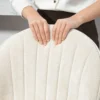 Set van 2 barkrukken in schelpvorm, rugleuning, hoogte verstelbaar en voetensteun, stalen frame, beige 6