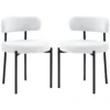 Set van 2 eetkamerstoelen, fleece bekleding, stoelen met gestoffeerde zitting, metalen poten, crème wit 1