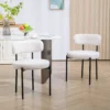 Set van 2 eetkamerstoelen, fleece bekleding, stoelen met gestoffeerde zitting, metalen poten, crème wit 2