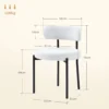Set van 2 eetkamerstoelen, fleece bekleding, stoelen met gestoffeerde zitting, metalen poten, crème wit 4