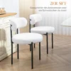Set van 2 eetkamerstoelen, fleece bekleding, stoelen met gestoffeerde zitting, metalen poten, crème wit 5