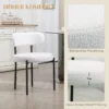 Set van 2 eetkamerstoelen, fleece bekleding, stoelen met gestoffeerde zitting, metalen poten, crème wit 6