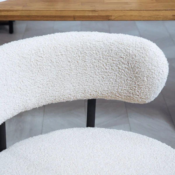 Set van 2 eetkamerstoelen, fleece bekleding, stoelen met gestoffeerde zitting, metalen poten, crème wit 9