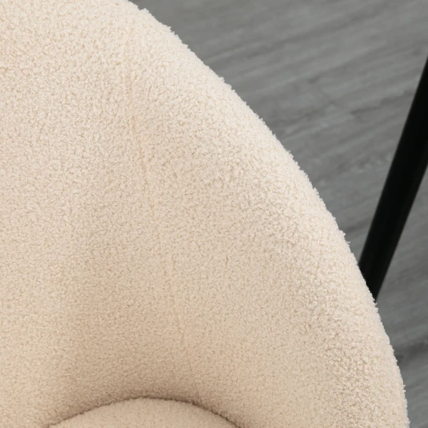 Set van 2 eetkamerstoelen, gestoffeerde stoelen met stoffen bekleding, keukenstoelen met stalen poten, gebogen rugleuning, crèmewit 10