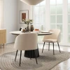 Set van 2 eetkamerstoelen, gestoffeerde stoelen met stoffen bekleding, keukenstoelen met stalen poten, gebogen rugleuning, crèmewit 2