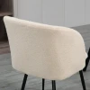 Set van 2 eetkamerstoelen, gestoffeerde stoelen met stoffen bekleding, keukenstoelen met stalen poten, gebogen rugleuning, crèmewit 9