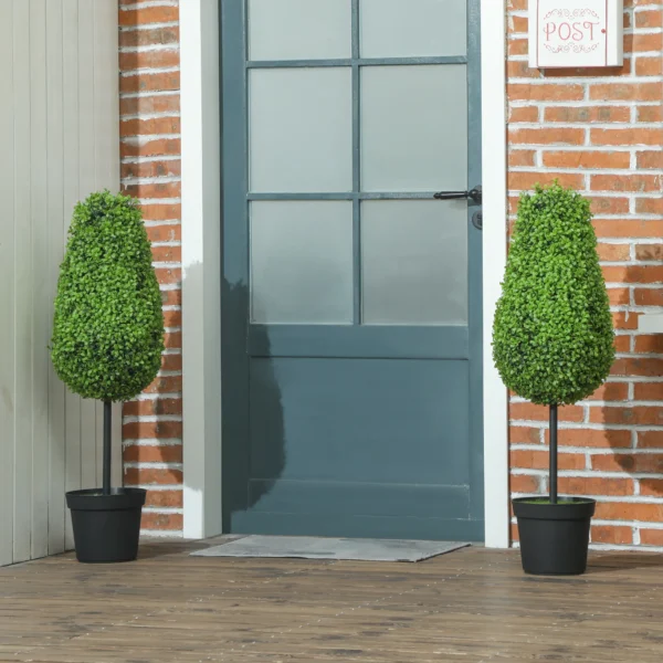 Set van 2 kunstmatige buxus 90cm kunstplant in traanvorm, plastic kunstmatige planten in pot moderne decoratie 10